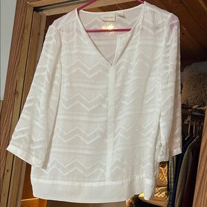 Chico's White Textured Blouse